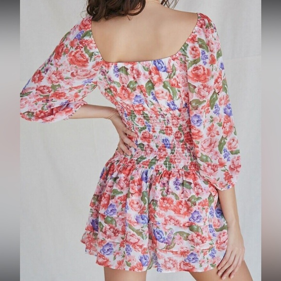 Forever21 Floral Smocked Mini Dress - Picture 2 of 4